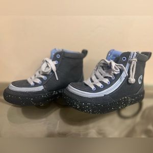 Billy’s shoes sz12. Orthotics friendly. Easy for kids to put on. Special needs.